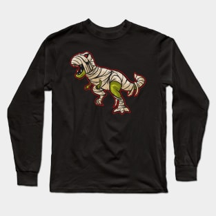 Dinosaur Wrapped In Bandages As A Mummy Costume On Halloween Long Sleeve T-Shirt